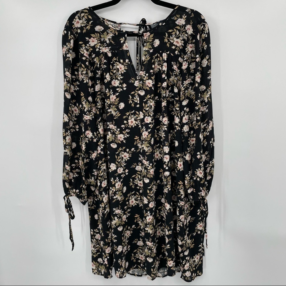 NEW! AEO BLack & Pink Floral Long Sleeve Dress